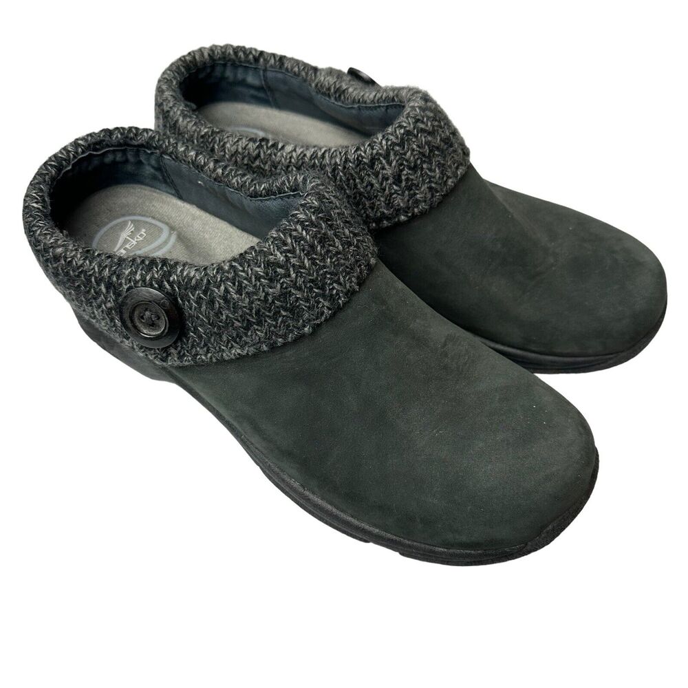 Dansko Women’s KENZIE Black Leather Sweater Knit Clog Size 40 EU/9.5-10 US - Picture 3 of 10